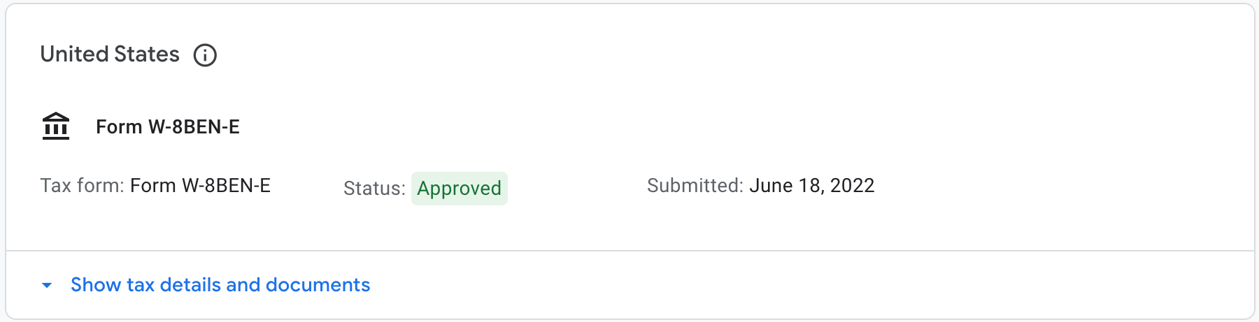 Verified tax infor for Google for the United States