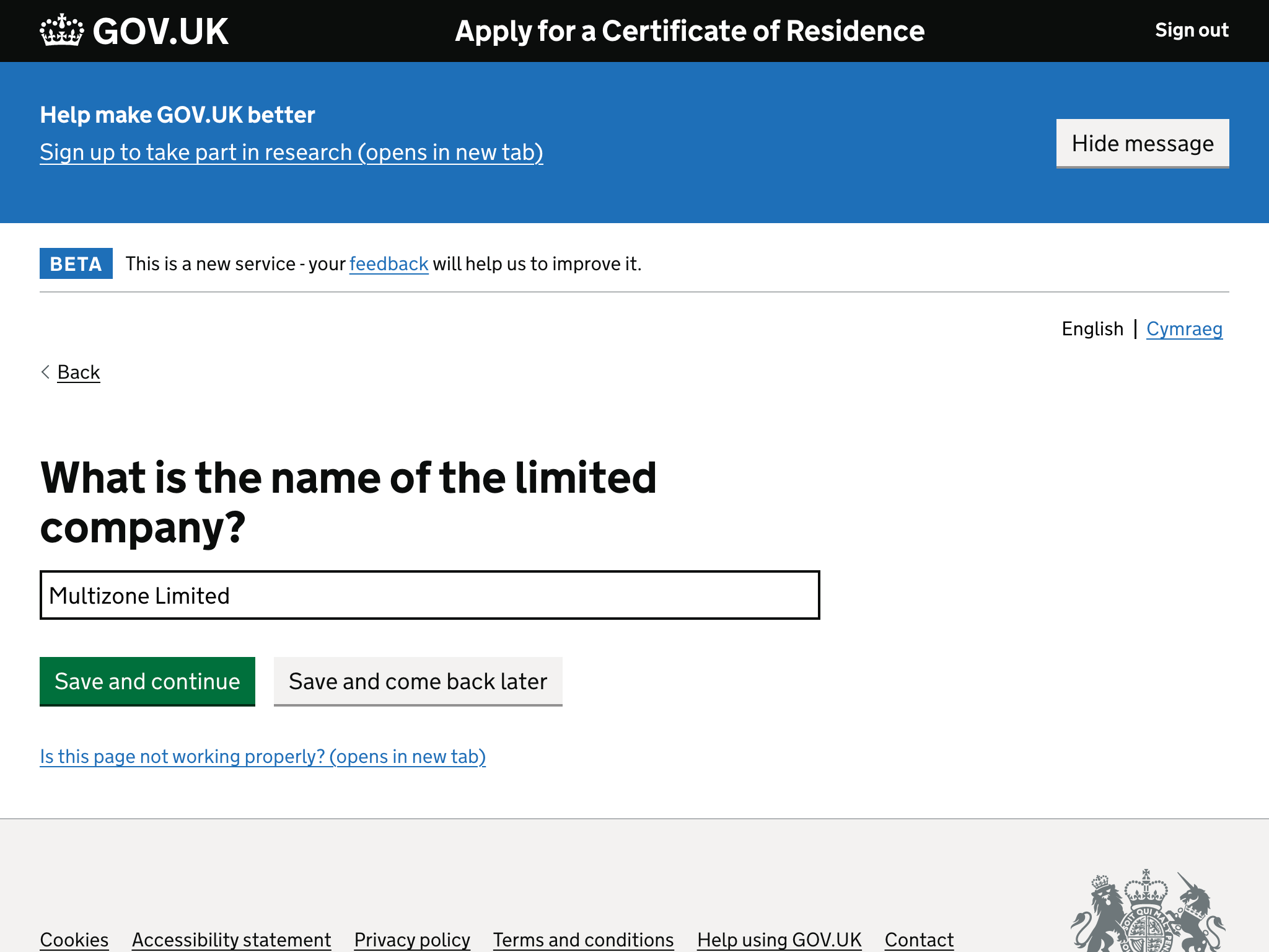 What is the name of the limited company?