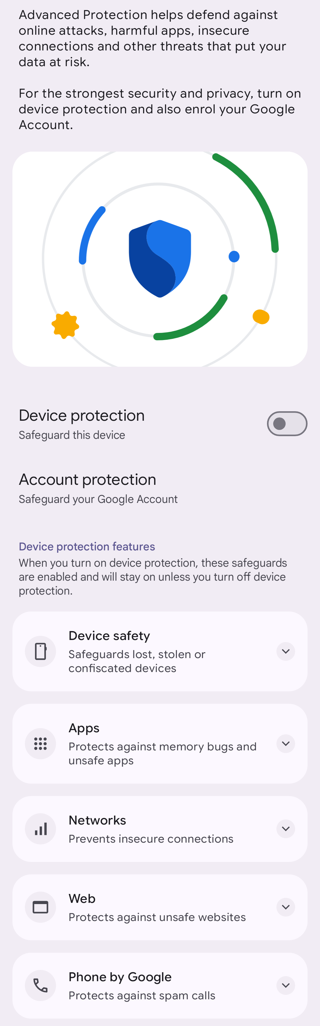 Advanced Protection in Android 16 - long screenshot