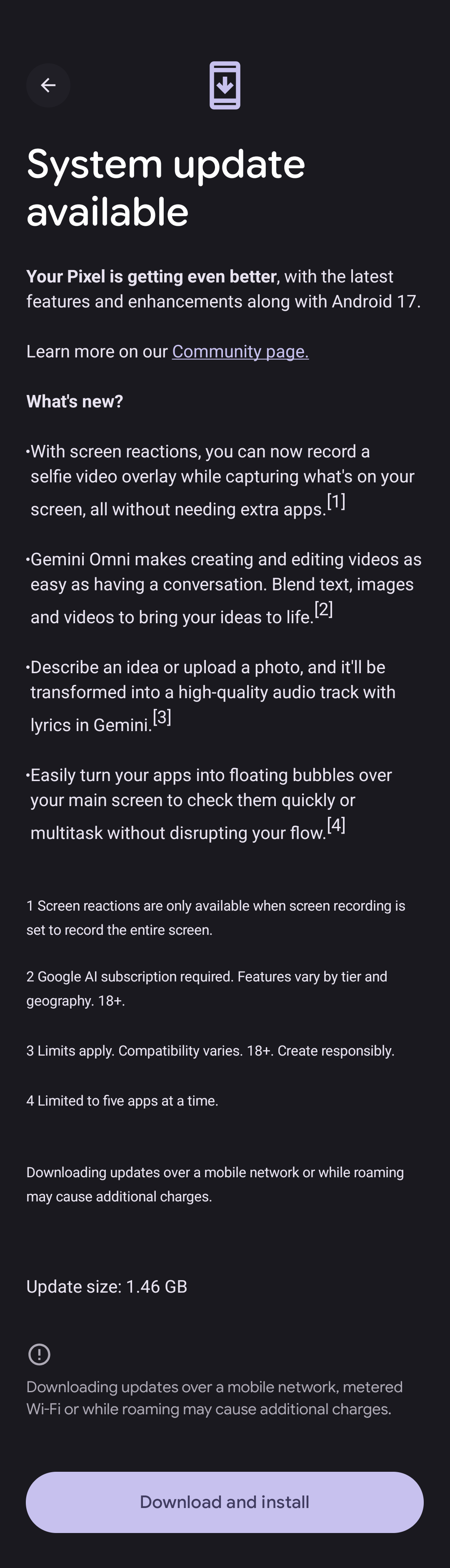 Android 17 - System update available