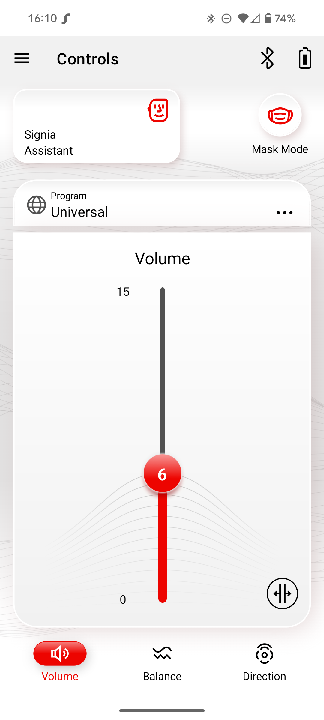 Signia hearing aid app in Android 16