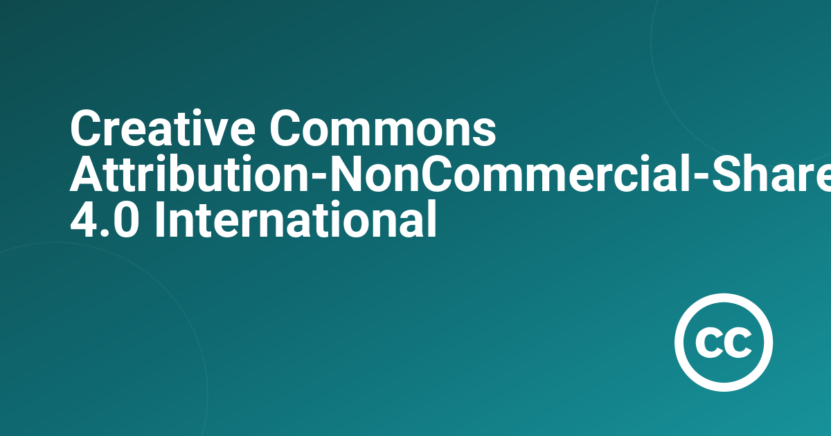 Creative Commons Attribution-NonCommercial-ShareAlike 4.0 International