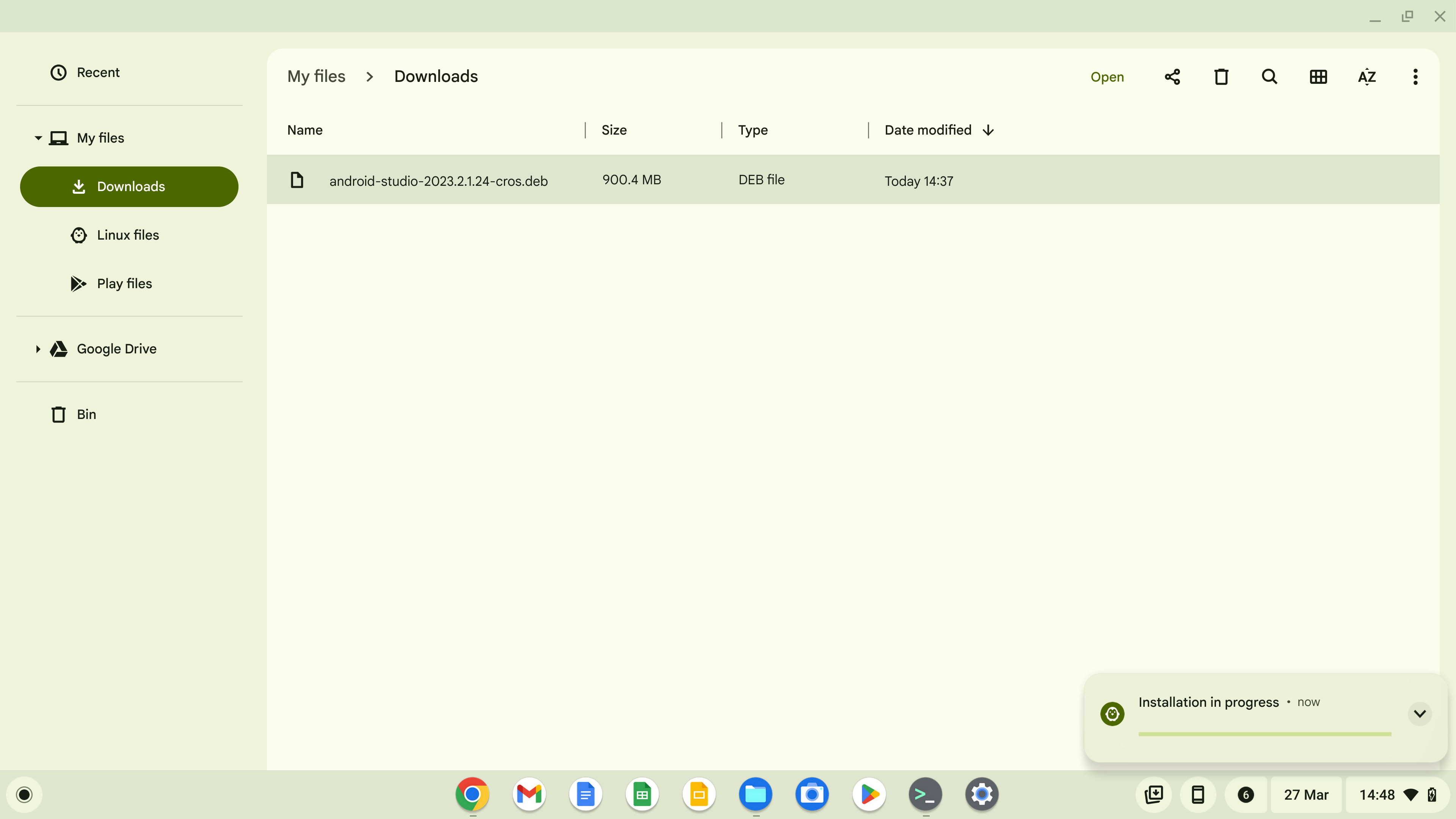 Chromebook DEB package file Installing