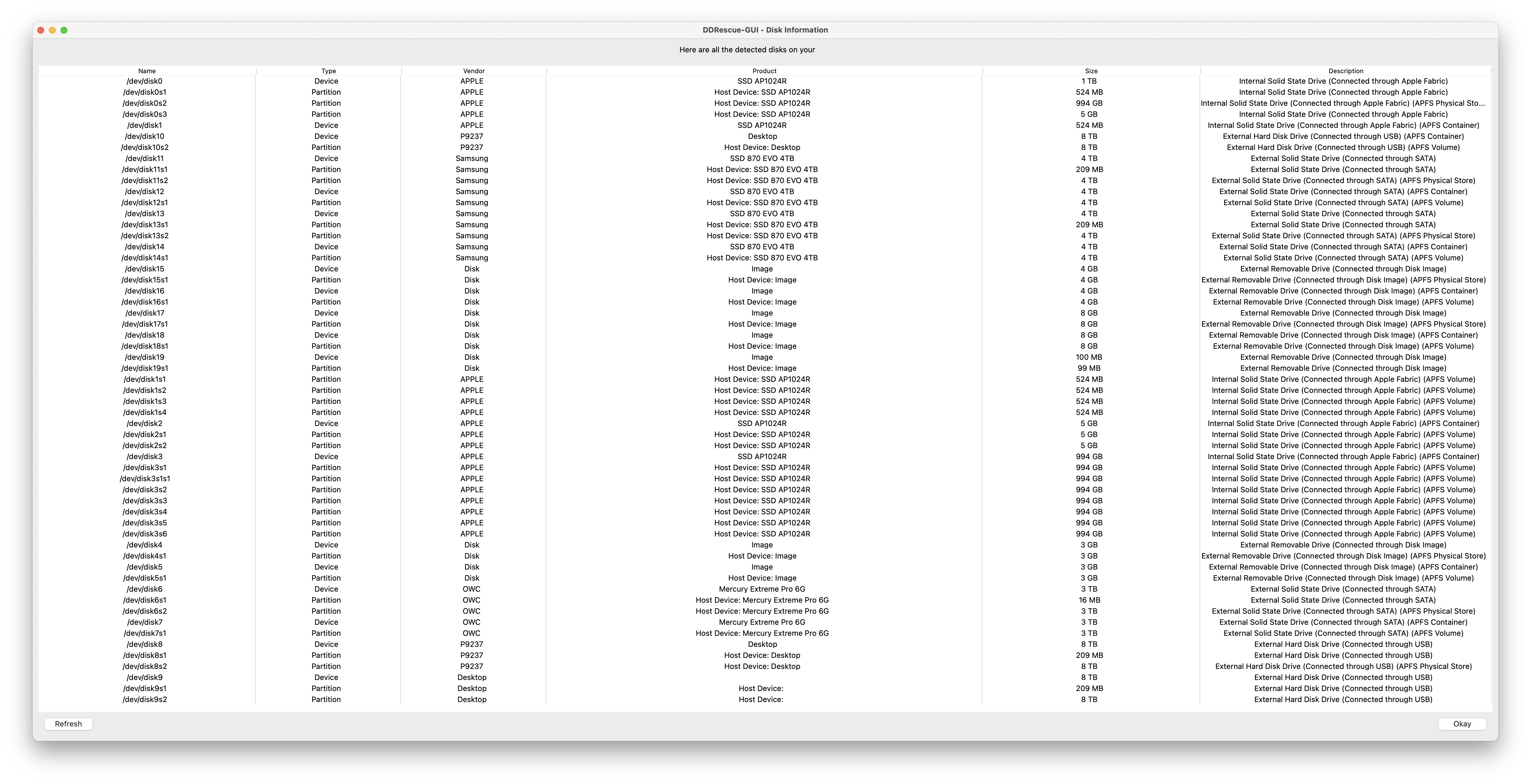 DDRescue-GUI doesn't hide the complexity of the macOS disk devices