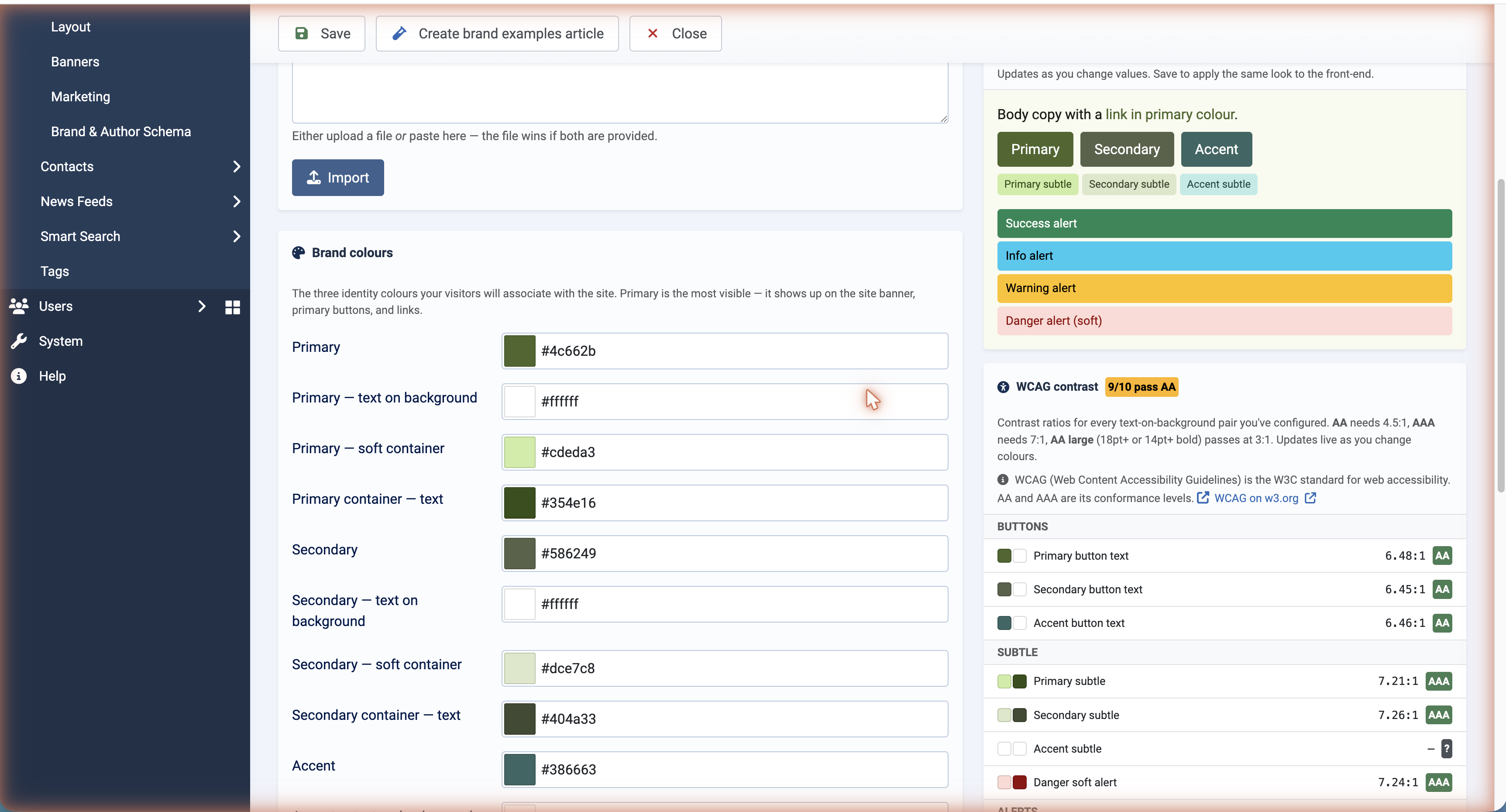 Themer — Brand and WCAG accessibility score
