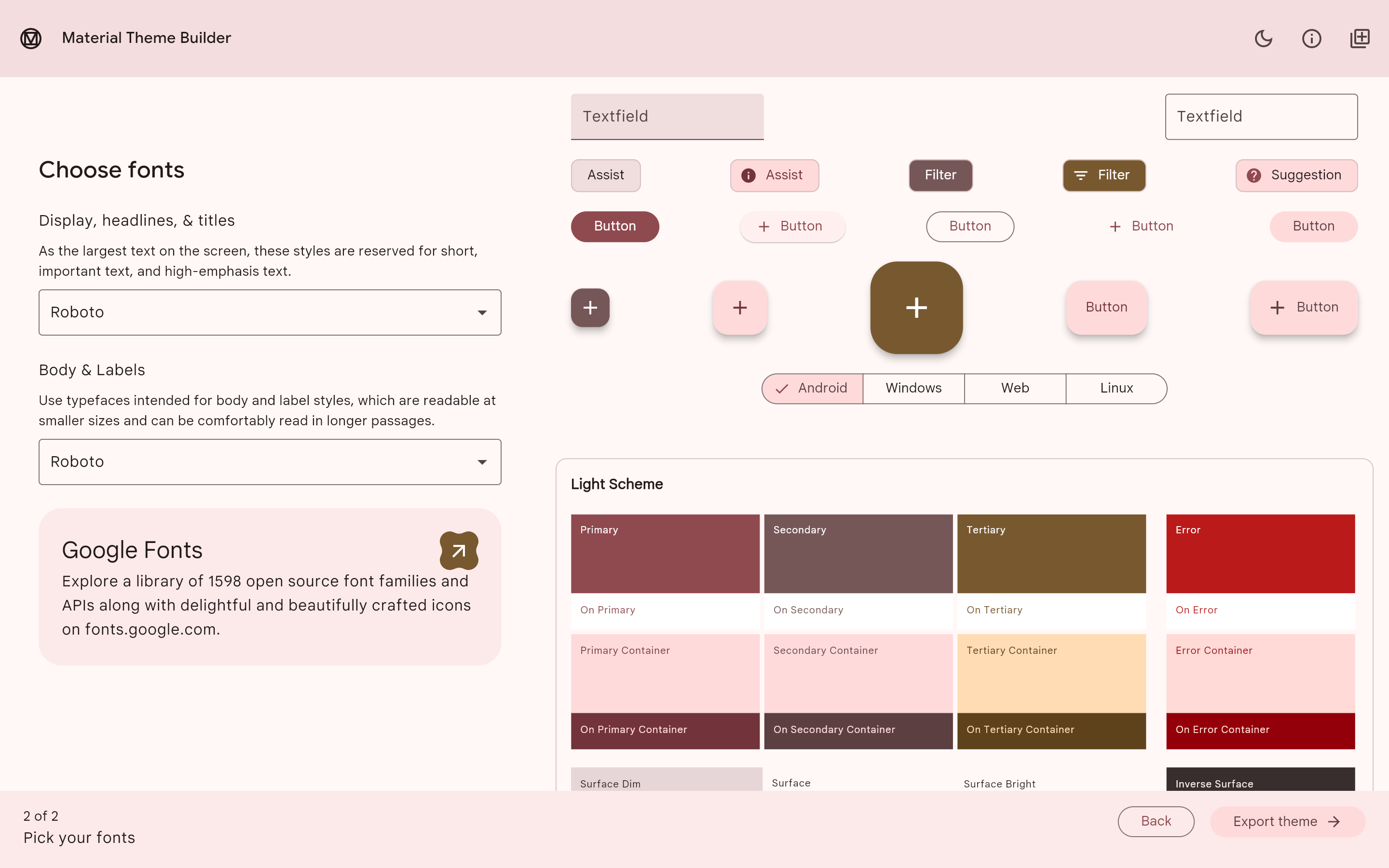 Material Theme Builder (not included)