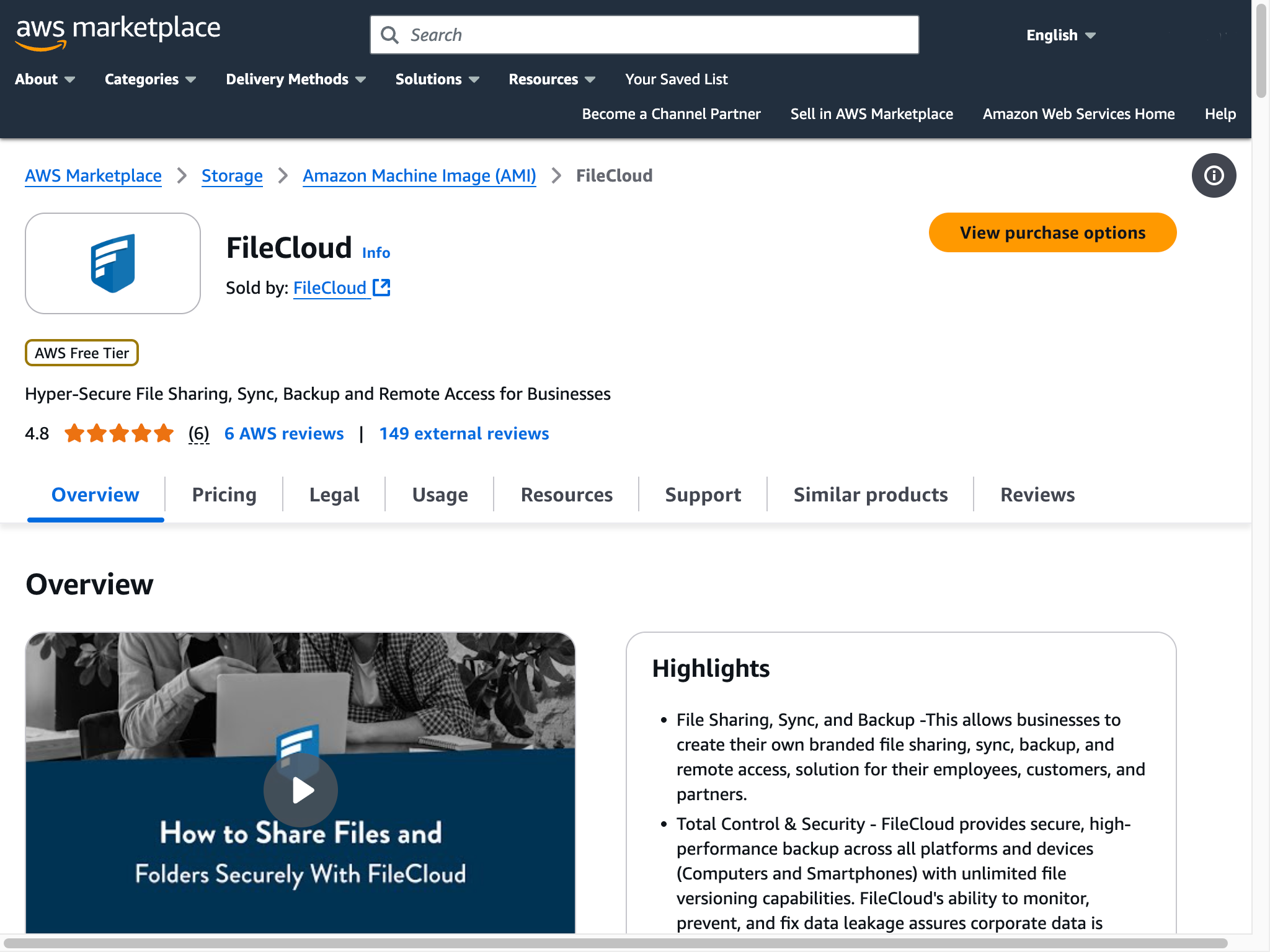 AWS Marketplace FileCloud AMI