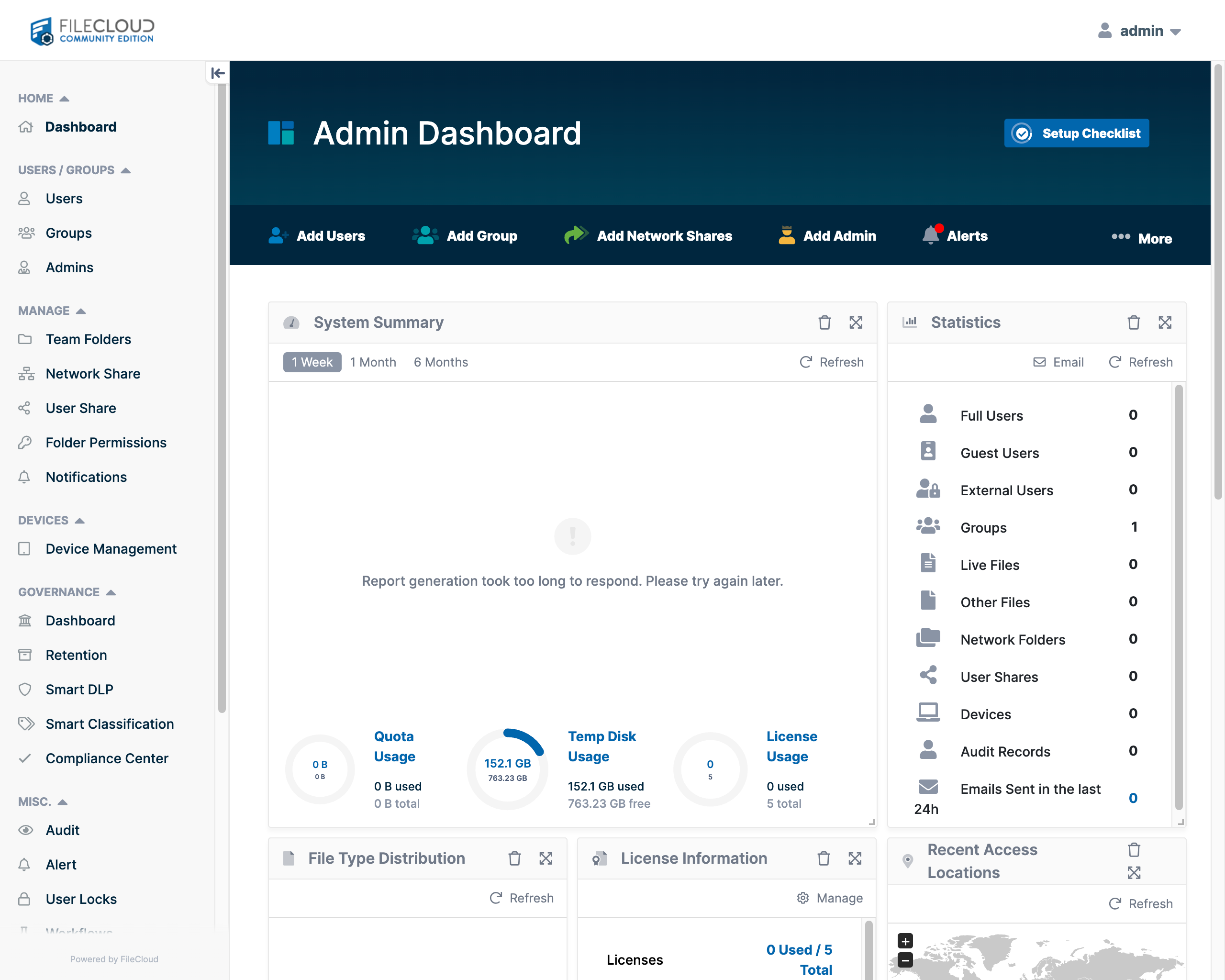 FileCloud Admin First Run, Community Edition Admin Password Changed!