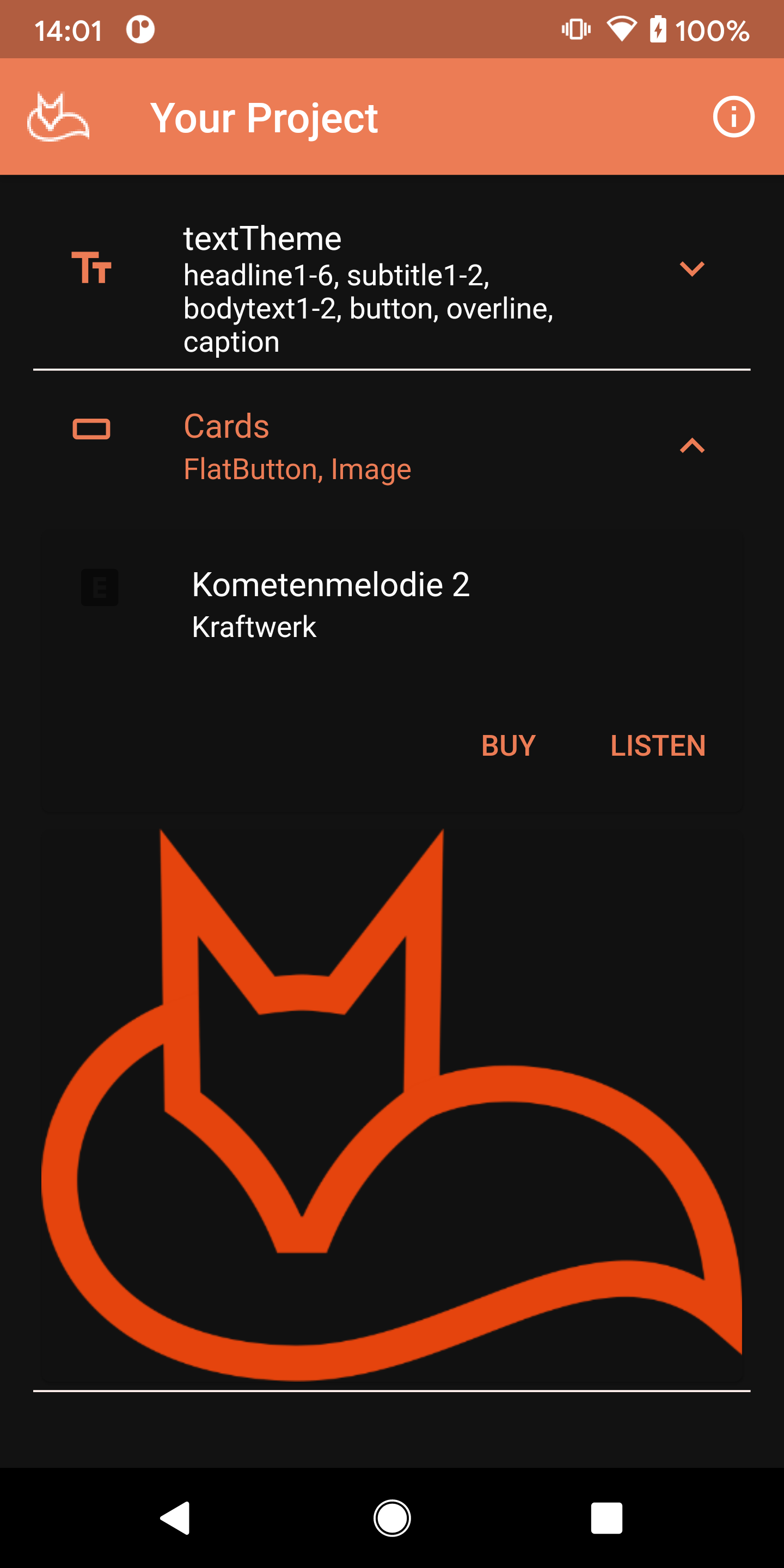 Flutter Material Components Android dark appearance 'Select Widgets mode'