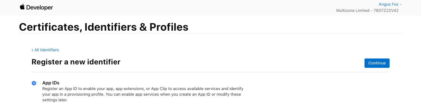 App Store Connect Identifiers screenshot 1