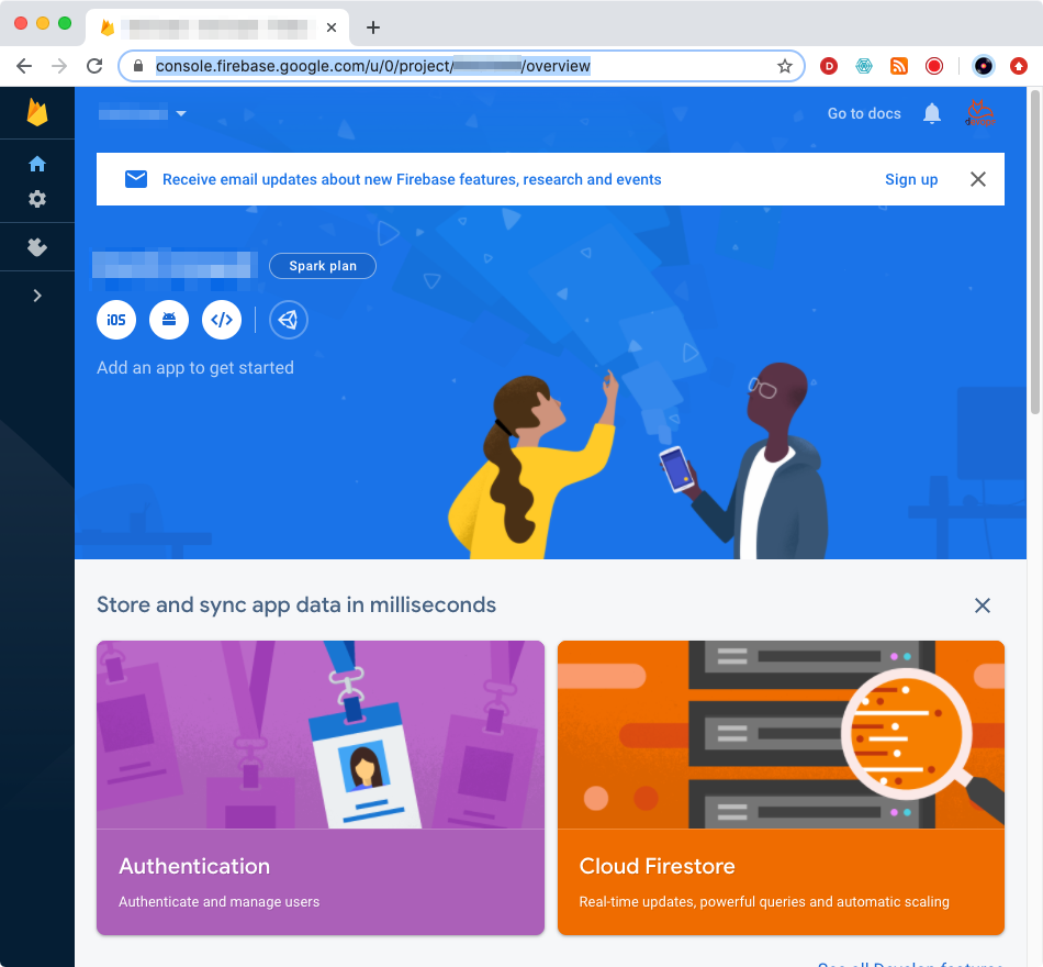Firebase Console screen shot