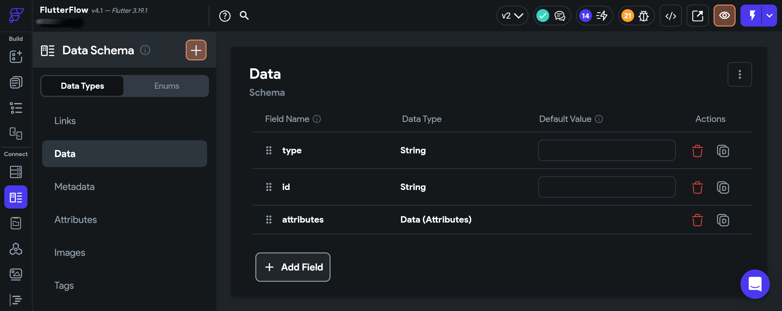 FlutterFlow Data Type 'Data' for the 'data' element of the Joomla Articles API