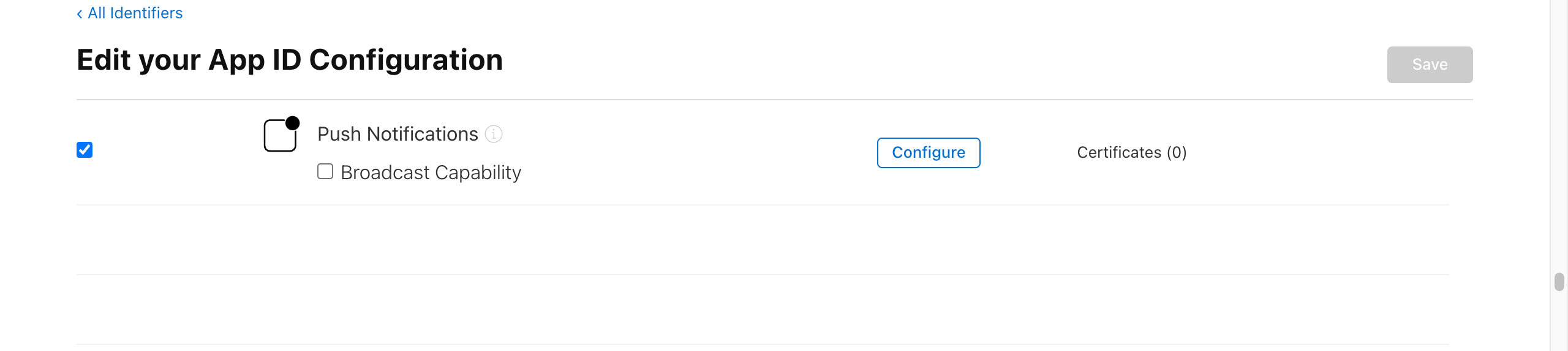 Add Push Notifications to your existing App ID