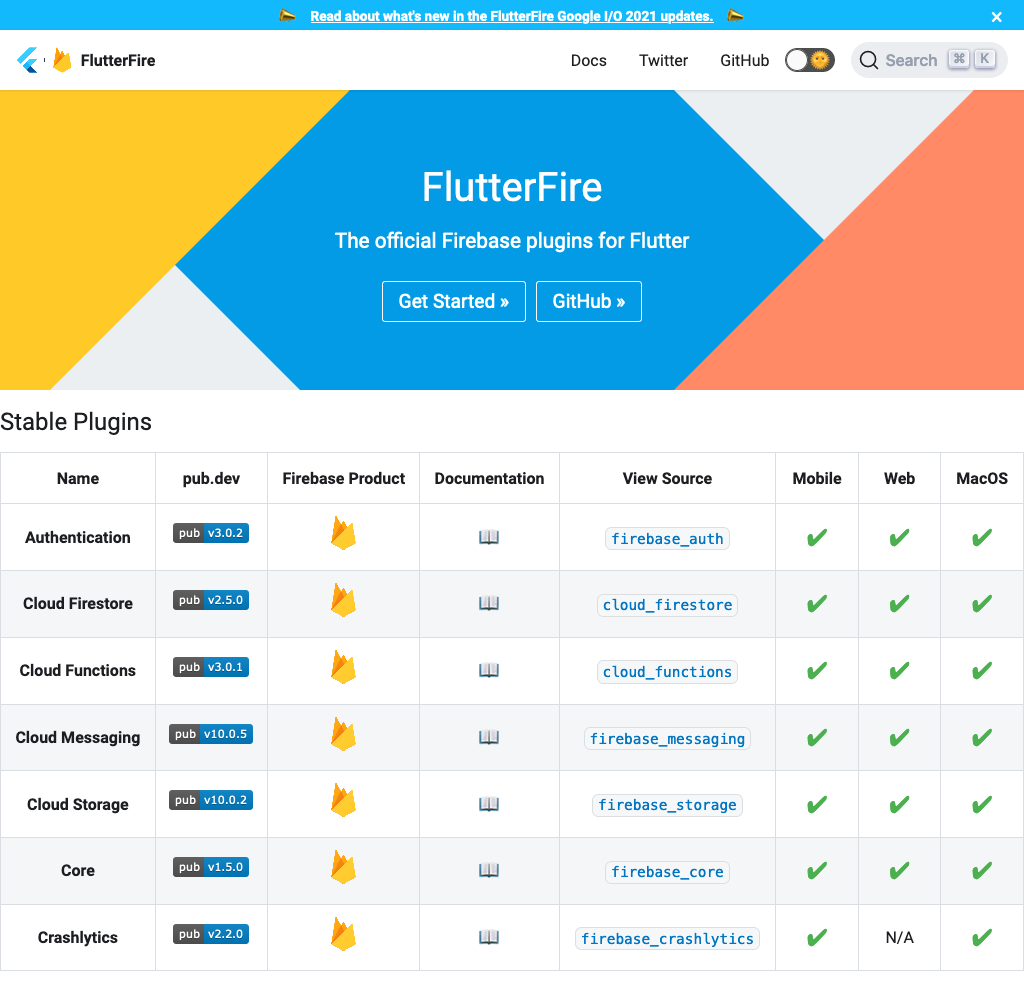 FlutterFire Dashboard
