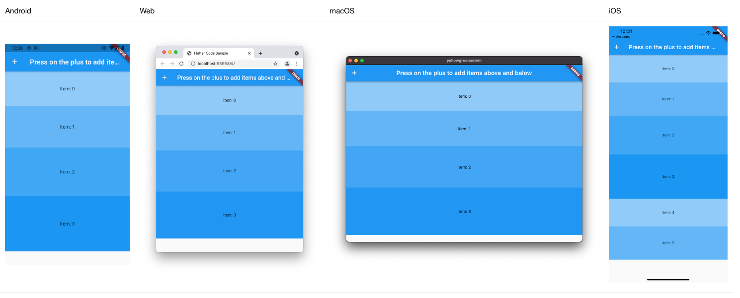 YellowGreen Cross Platform app based on the Flutter CustomScrollView sample