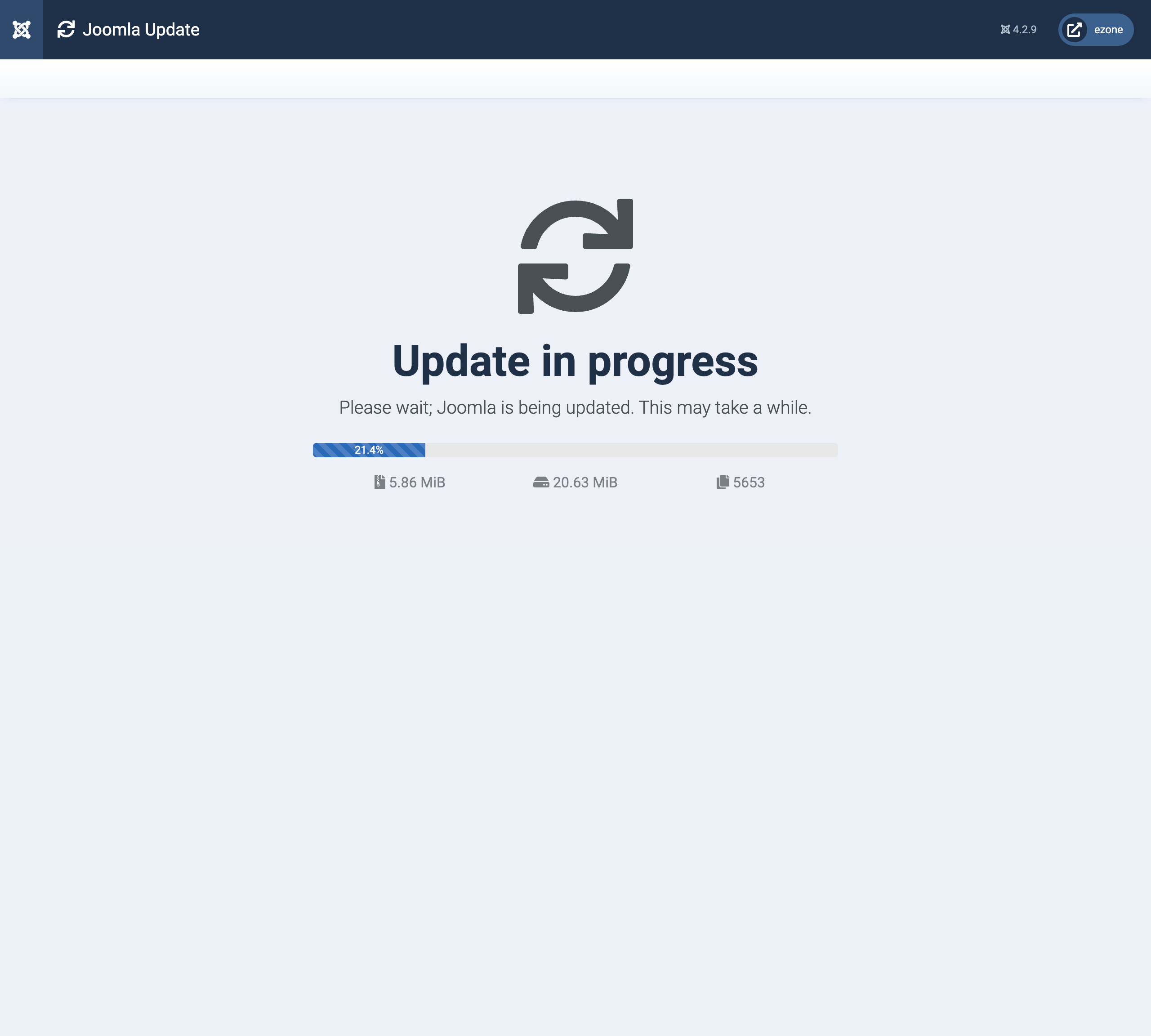 Joomla 4 update component 'update in progress'
