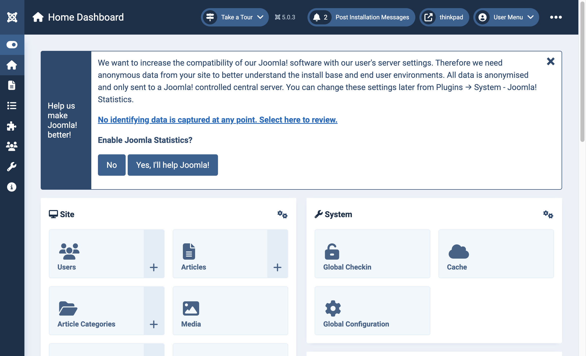 Joomla 5.0.3 Default Admin Template - Atum 