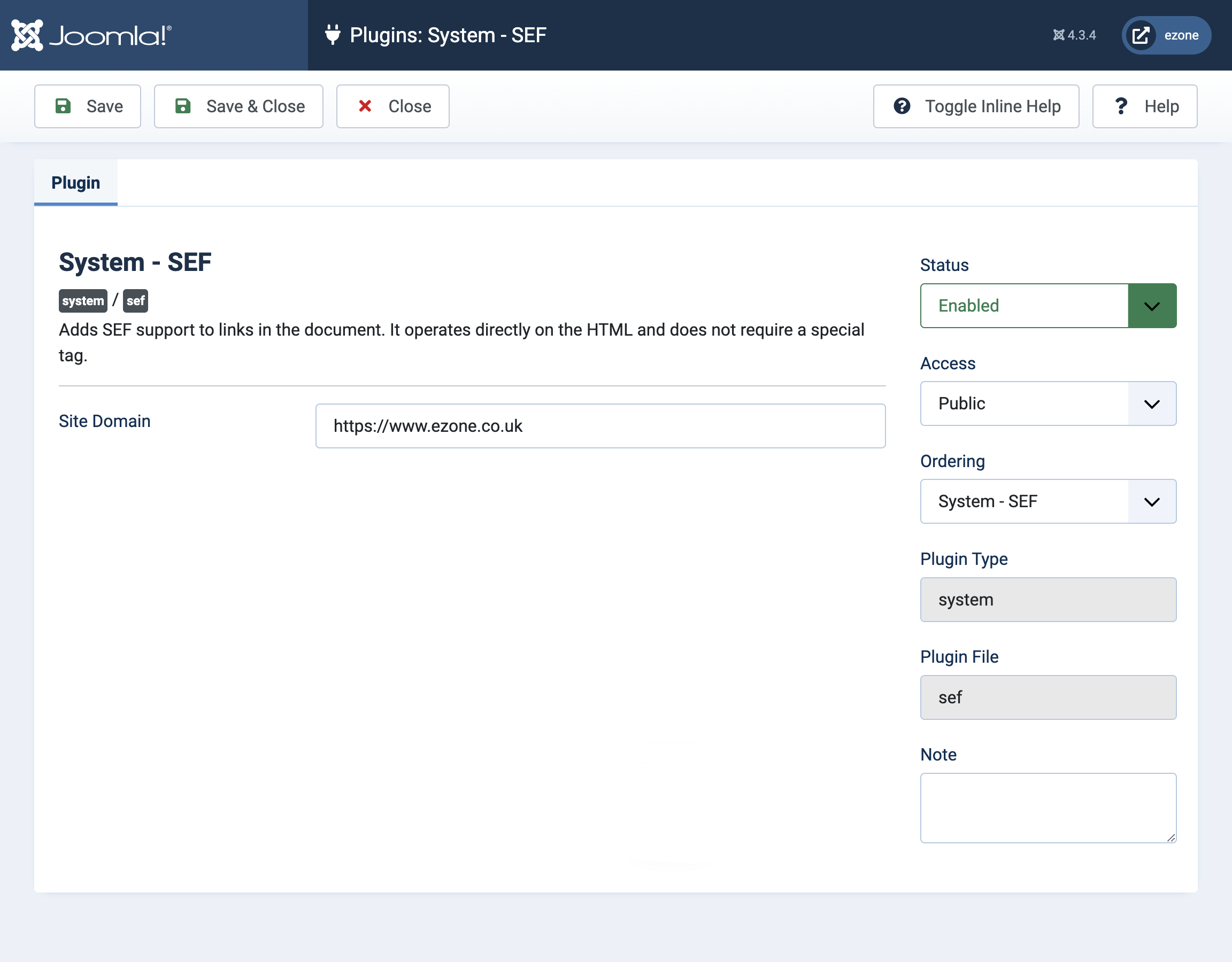 Joomla System SEF plugin - with a canonical link (site domain)