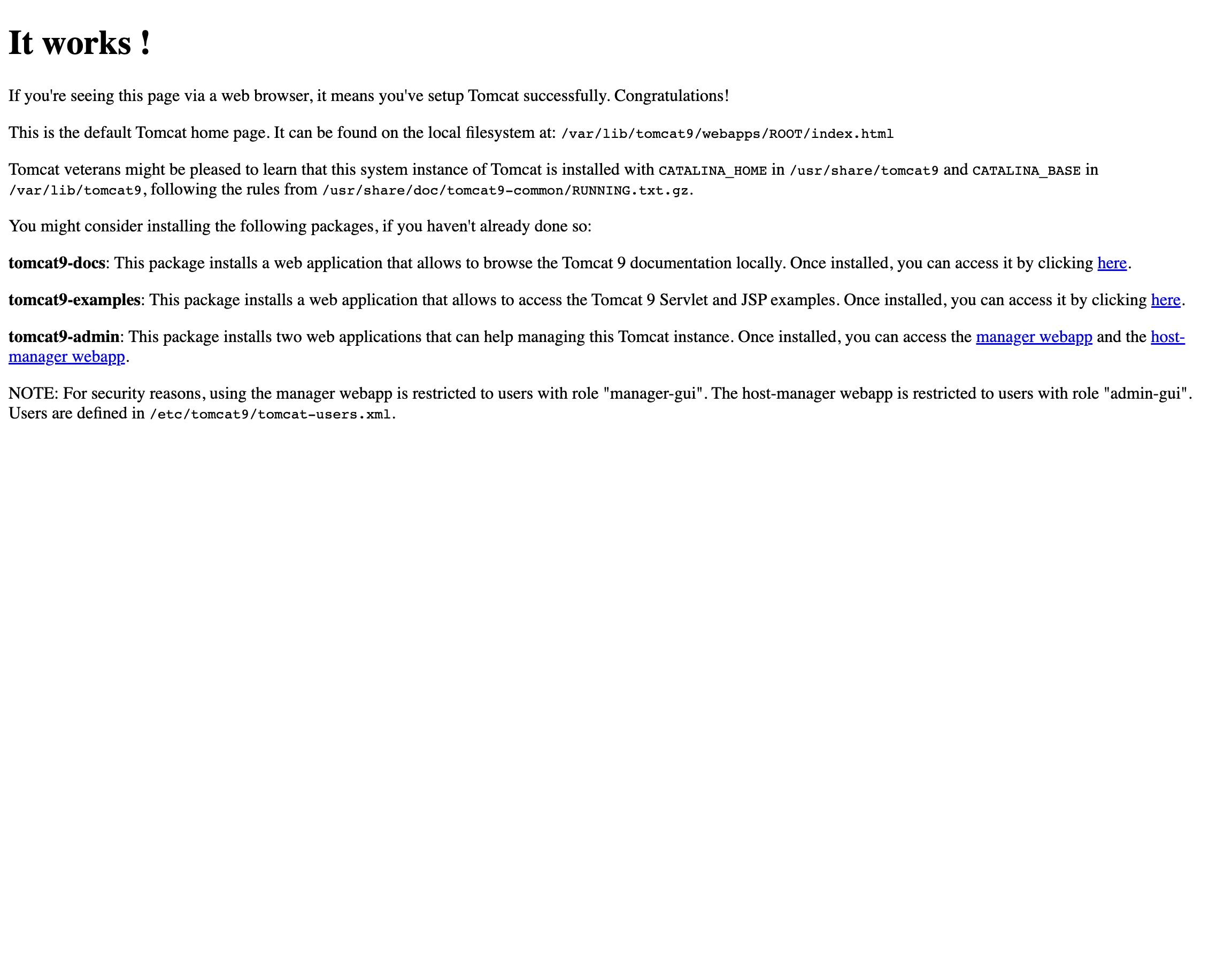 Screenshot of the Apache Tomcat default web application