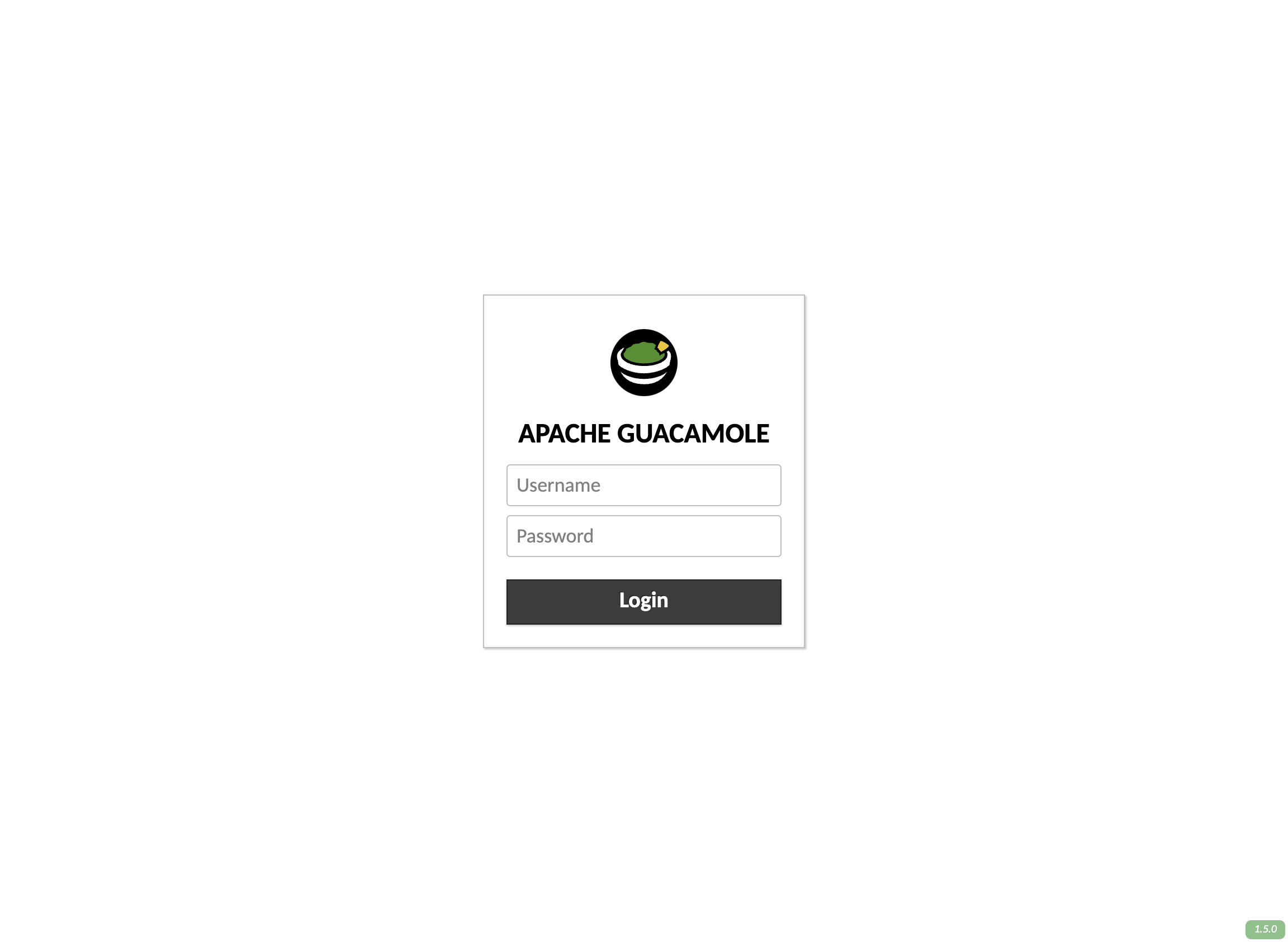Screenshot of Apache Guacamole 1.5.0 sign in