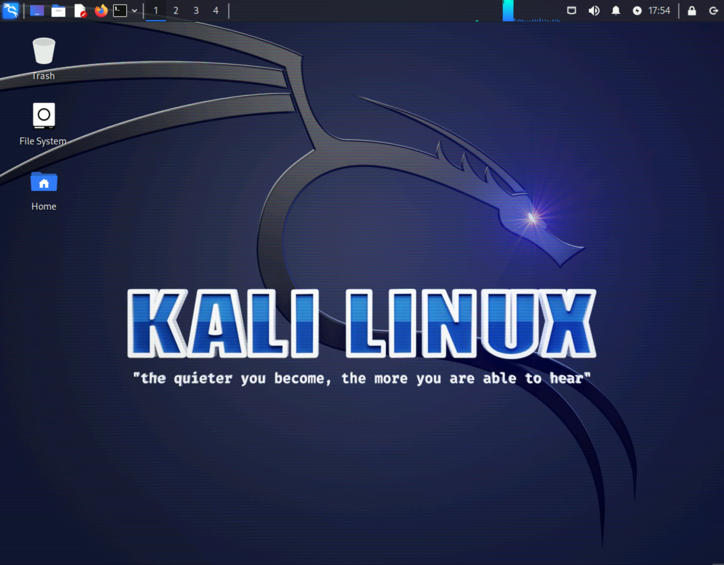 Screenshot of Kali Linux Desktop delivered over RDP from an instance running in AWS EC2
