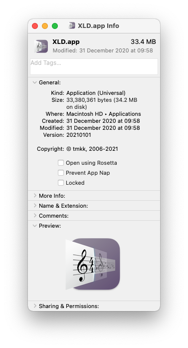 Get info for xld showing it to be a Universal app which means it contains an Apple silicon binary