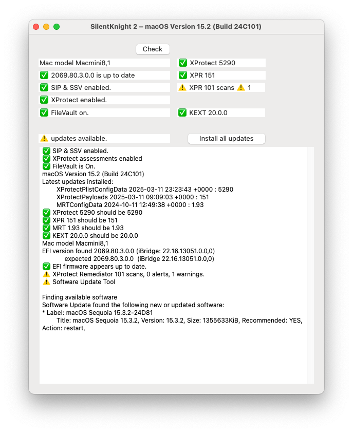 SilentKnight macOS 15.2, Mac Mini (2018)