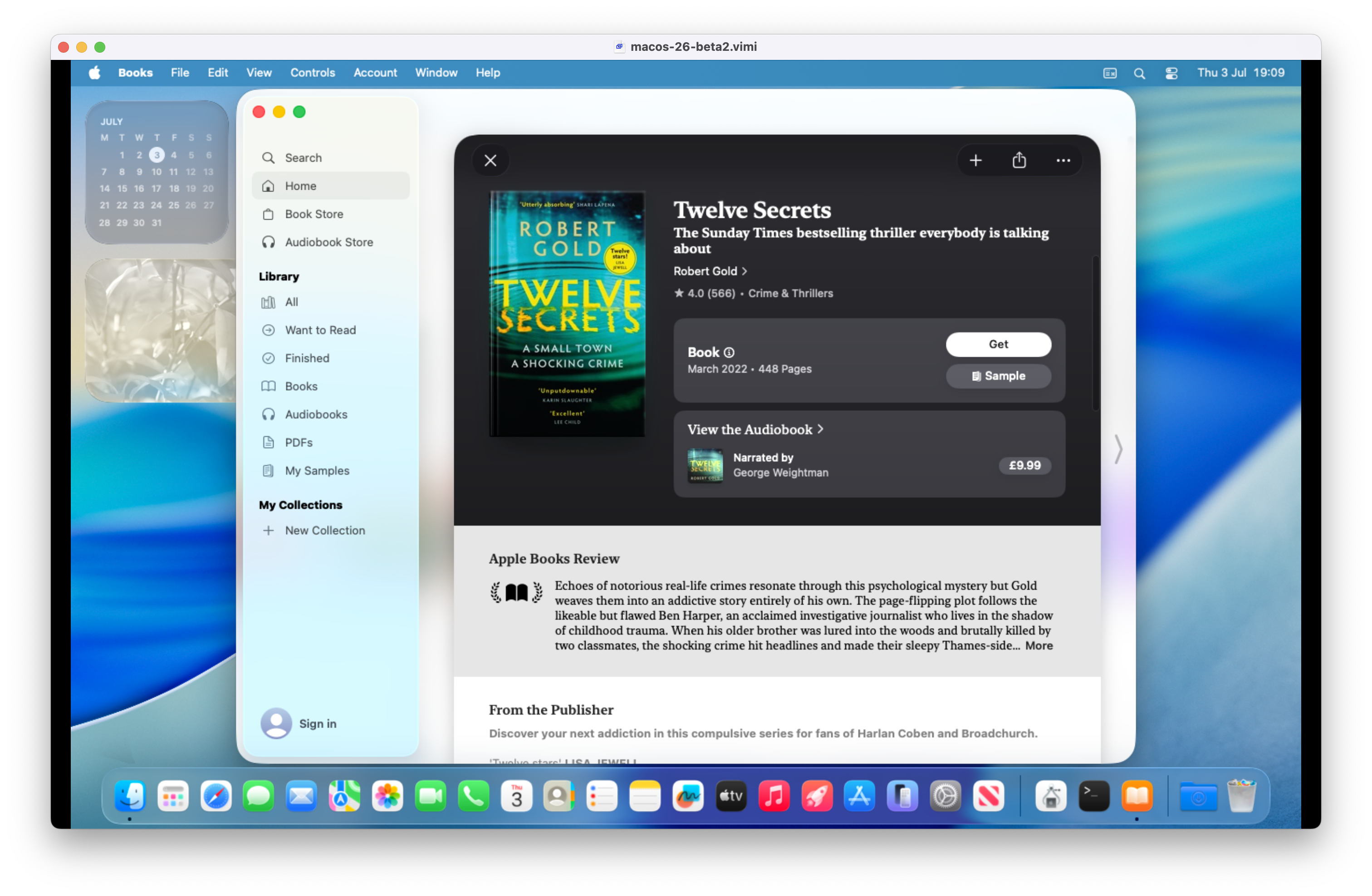Get a book in macOS 26 Tahoe beta (in a VM)