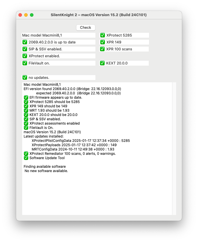 SilentKnight 2 reporting Mac Mini with an Intel processor