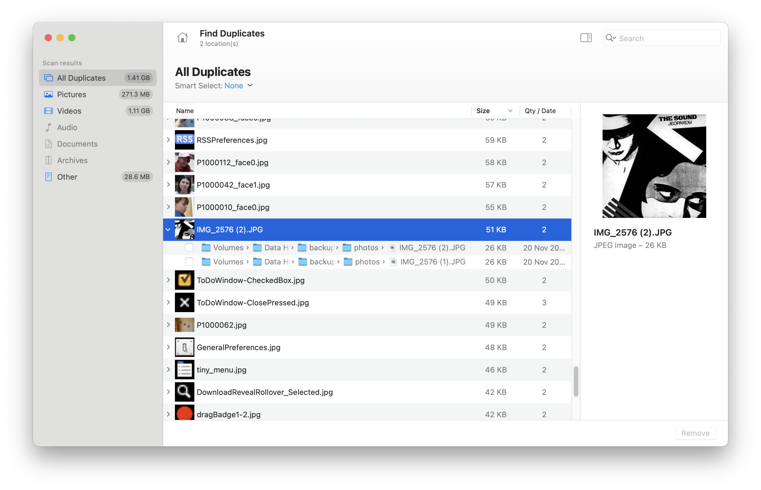 Disk Drill - Identifying duplicate images with different file names (Screenshot)