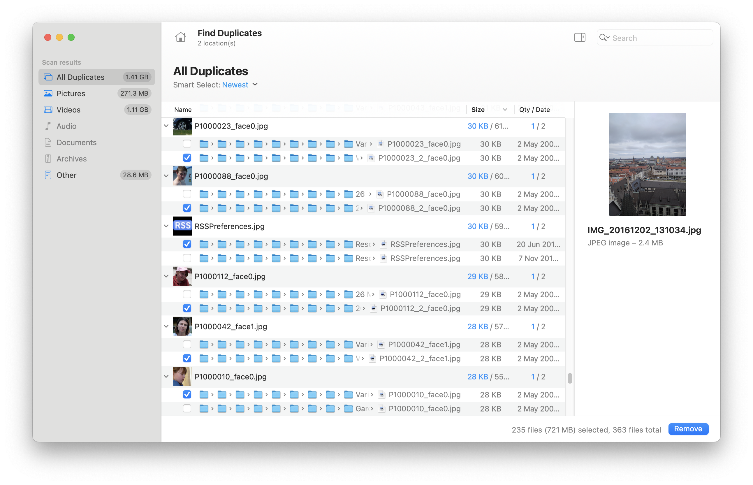 Disk Drill - Smart Select to remove all older duplicates (Screenshot)