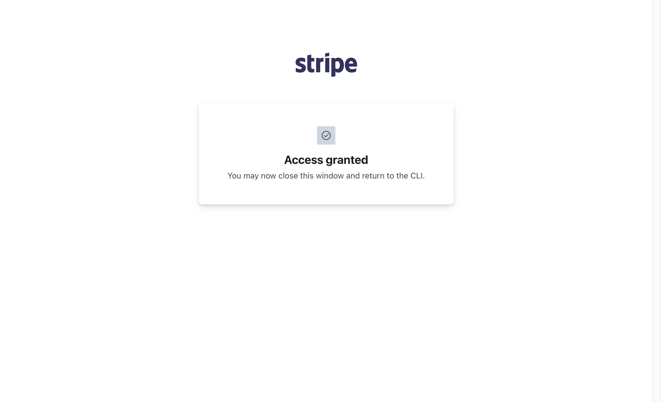  Stripe CLI access granted to your account information (screenshot)