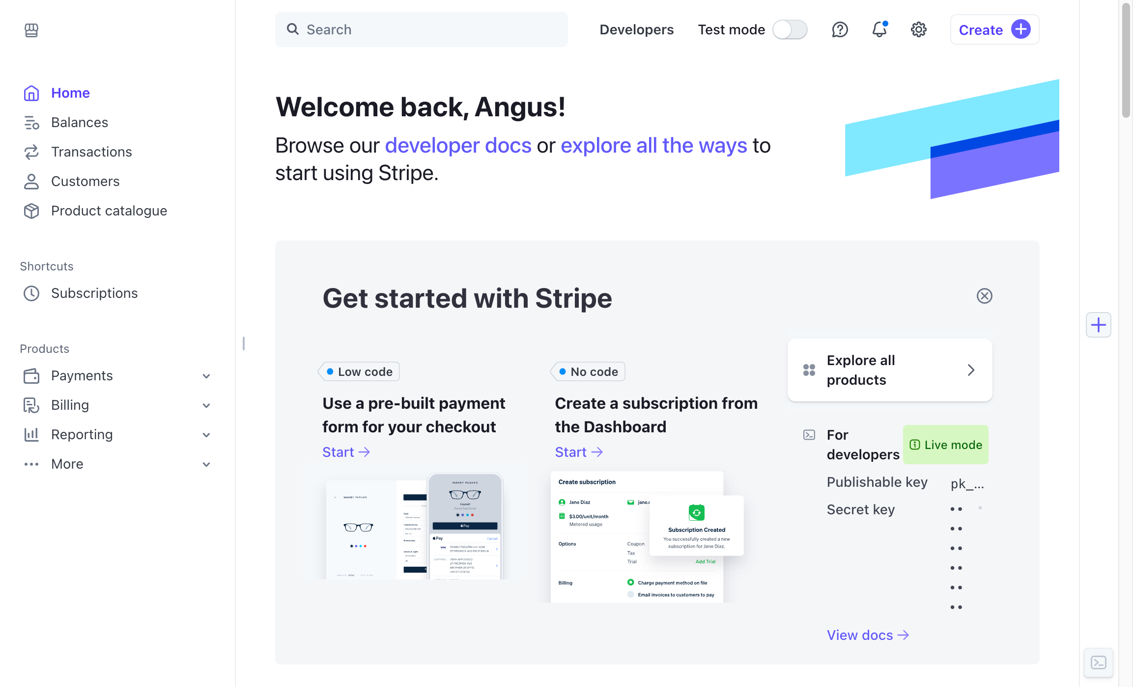 Stripe Dashboard screenshot