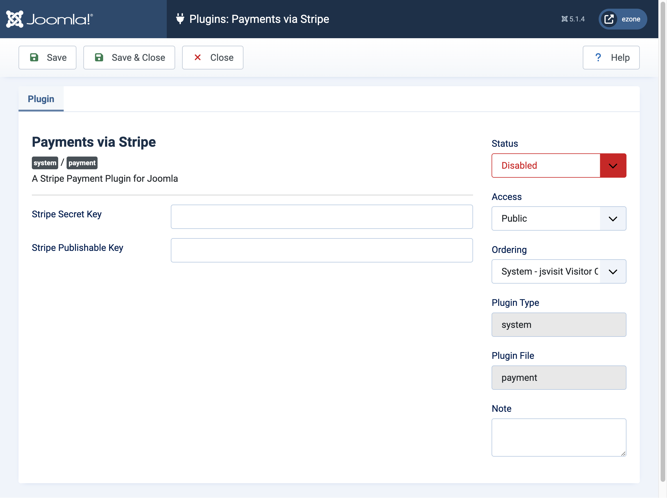 Payment by Stripe plugin configutation parameters (screenshot)