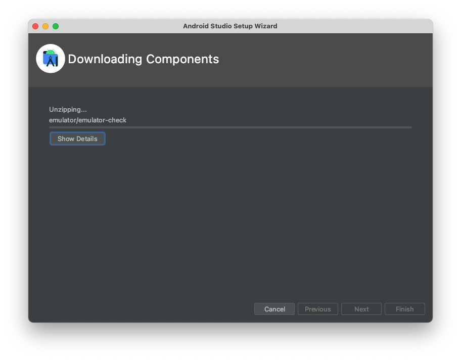 Screenshot of Android Studio 'Downloading Components'