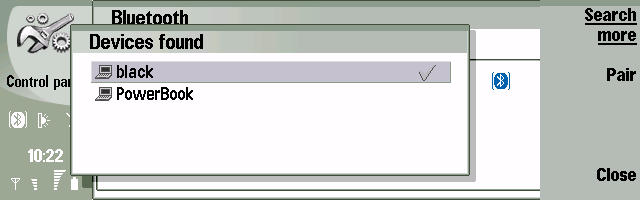 Nokia 9500 Communicator Bluetooth search