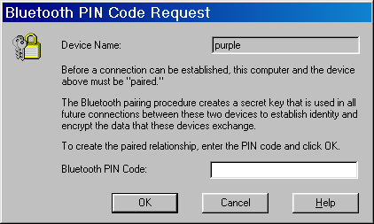 Bluetooth Pin entry for Windows