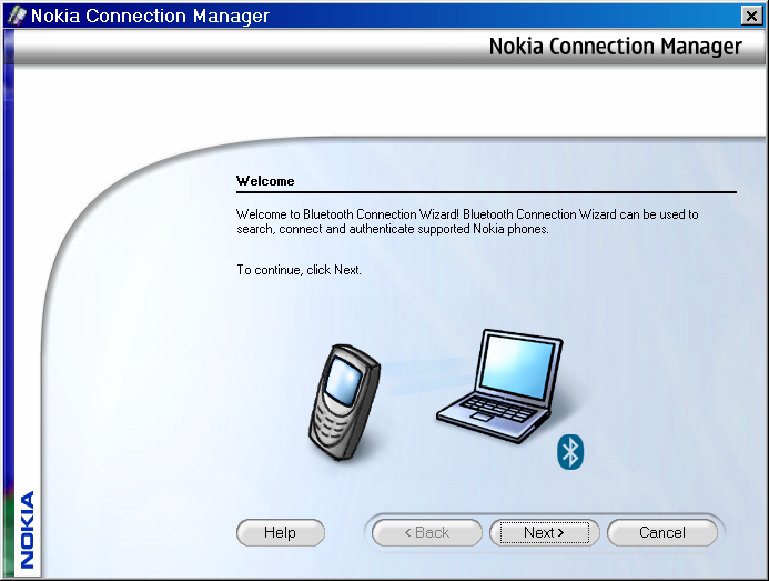 Nokia Connection Manager - Bluetooth connection wizard