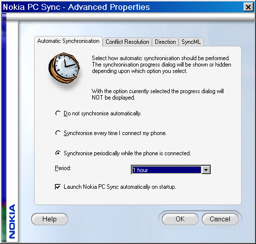 Nokia PC Sync - Advanced Properties