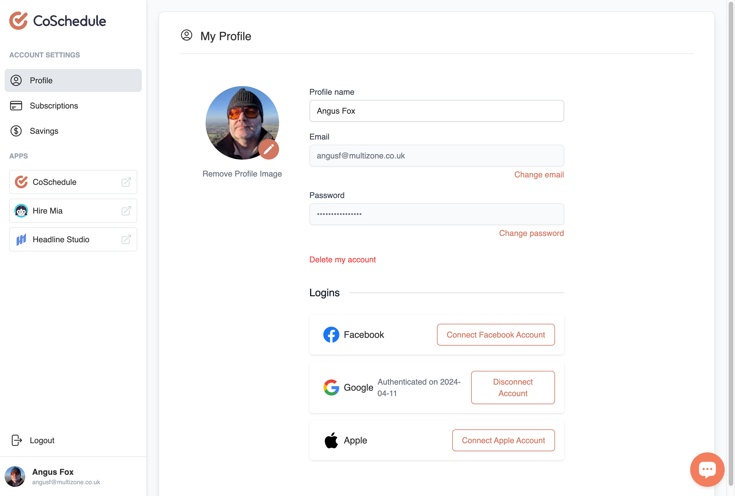 Single Sign in, via Google, Facebook or Apple