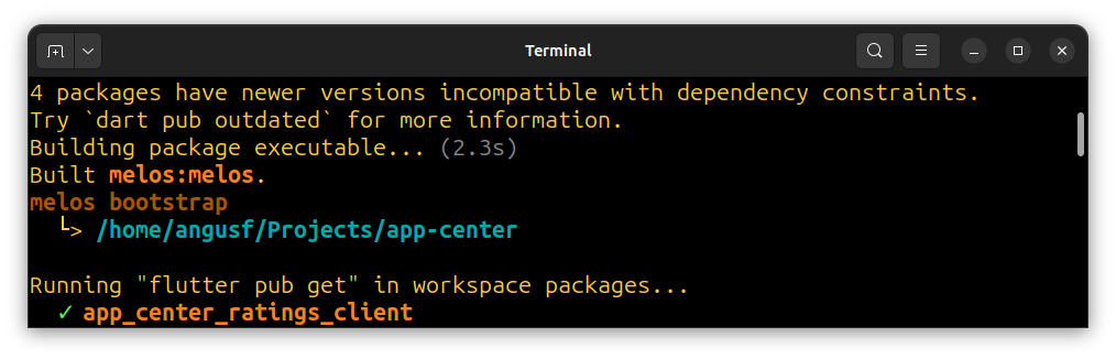 Melos bootstrap - running flutter pub get