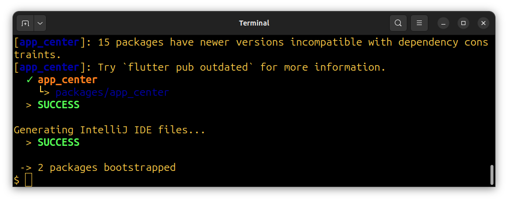 Melos bootstrap - 2 packages bootstrapped