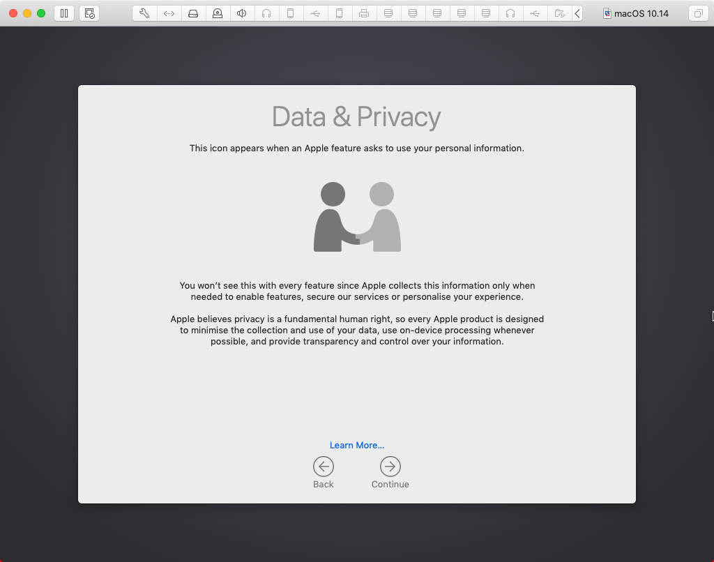 macOS Data & Privacy explanatory screen