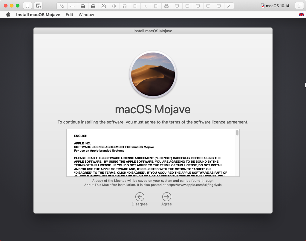 macOS software licence agreement