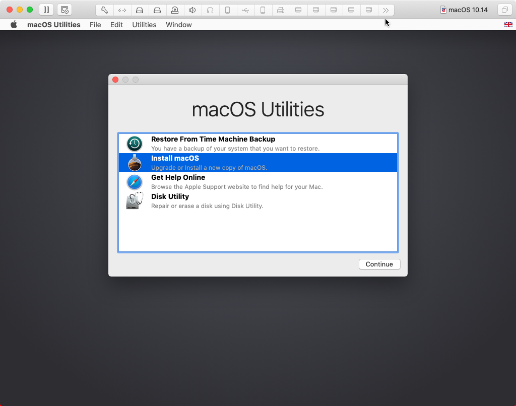 macOS install screen