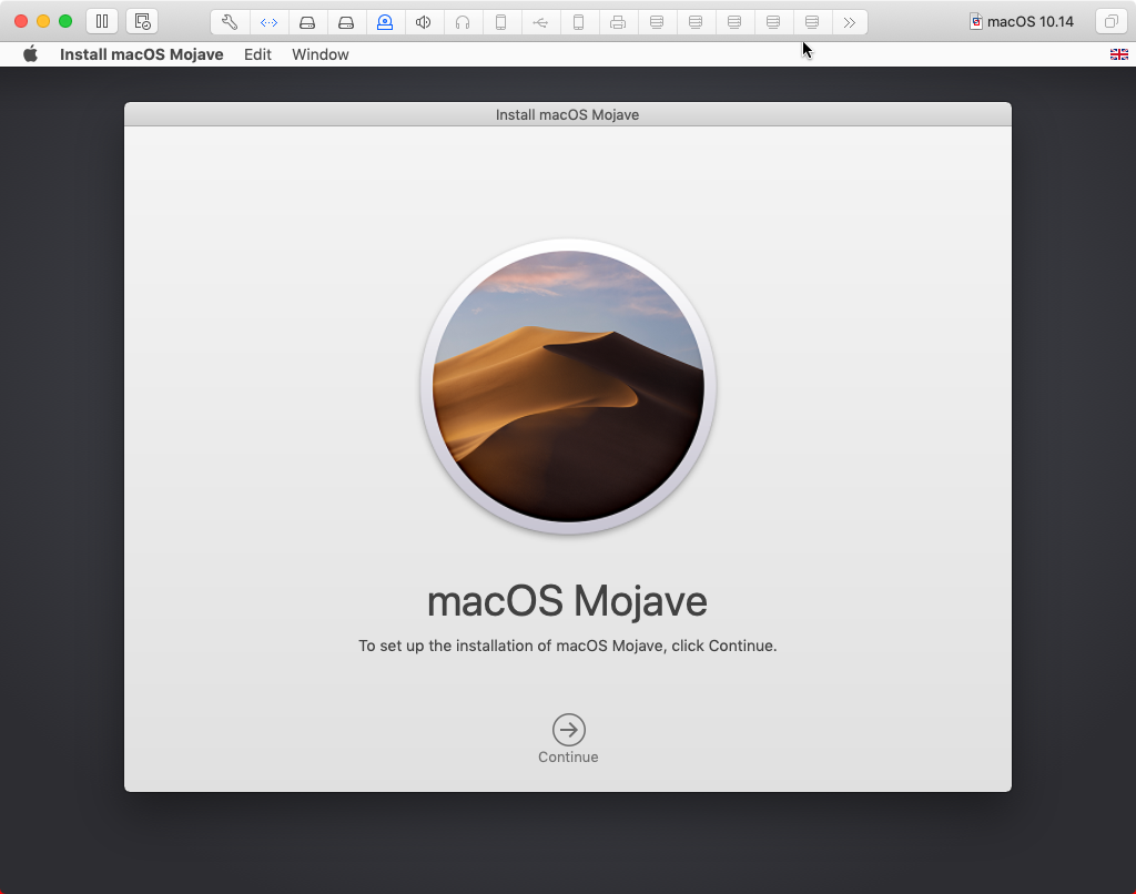 macOS setup screen