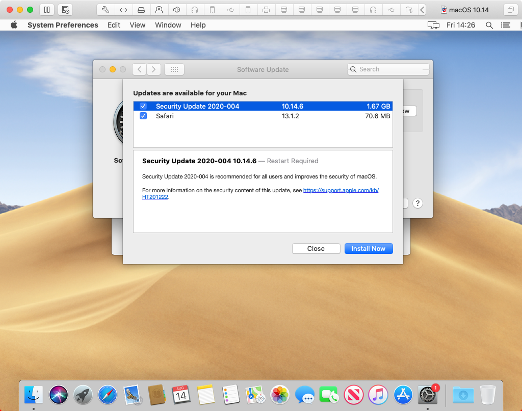 macOS Mojave Software Update