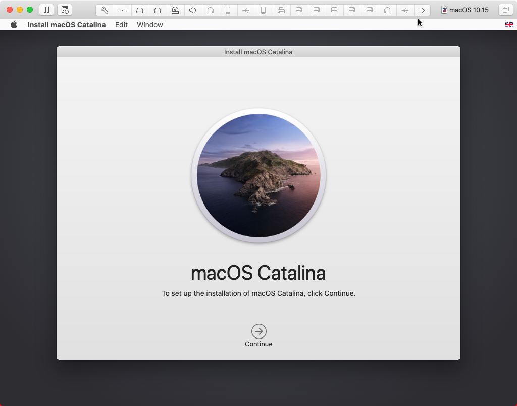 macOS setup screen