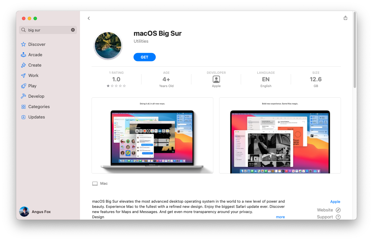 Apple App Store macoS Big Sur