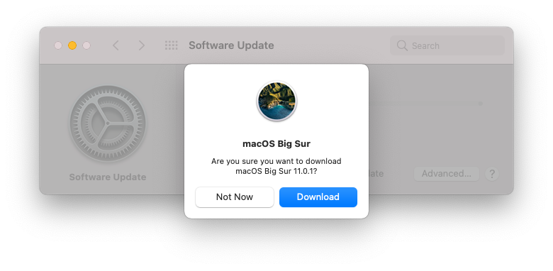macos Big Sur software update